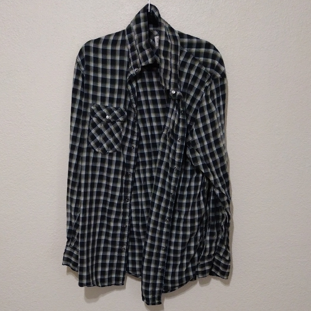 Old Navy Blue and White Casual Button Down Shirt